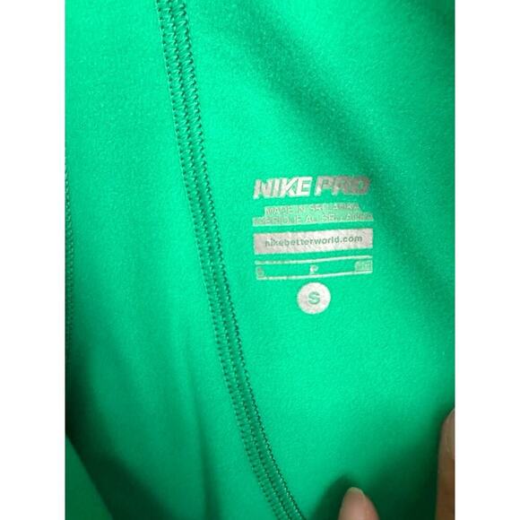 Nike Pro Half-Zip Long Sleeve Fitted Training Top Women’s Small Green Black - Picture 3 of 7